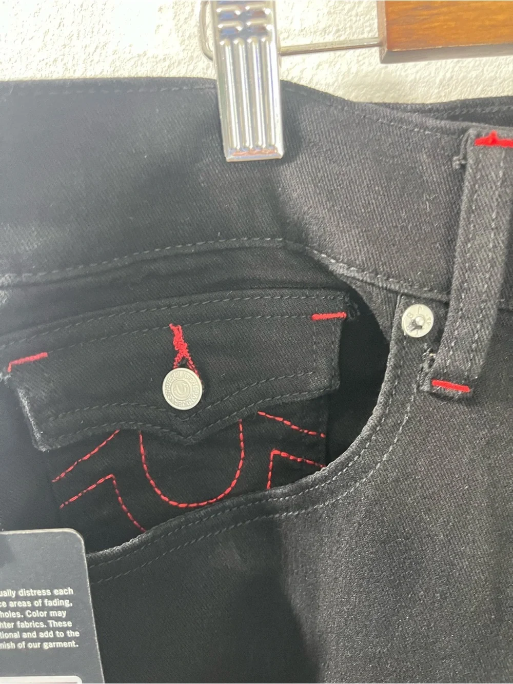 True Religion Ricky Applique SN Flap Straight “2SB Black Rinse” 36x30 #701564